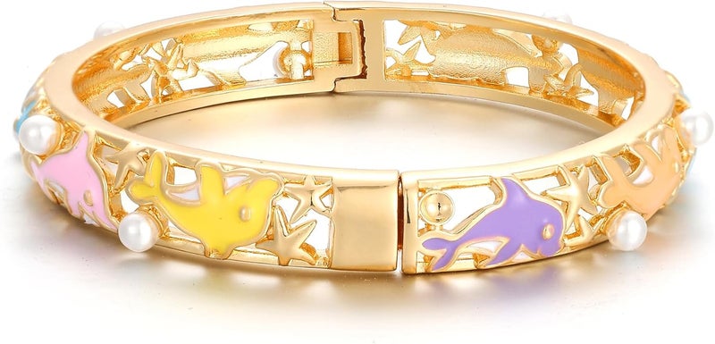 Ethlyn Gifts for girls Gold Plated Colorful Openable Kids Baby Girls Bangles Bracelets Birthday Christmas Gifts for 2years 4 years 5 years old girls - Image 1